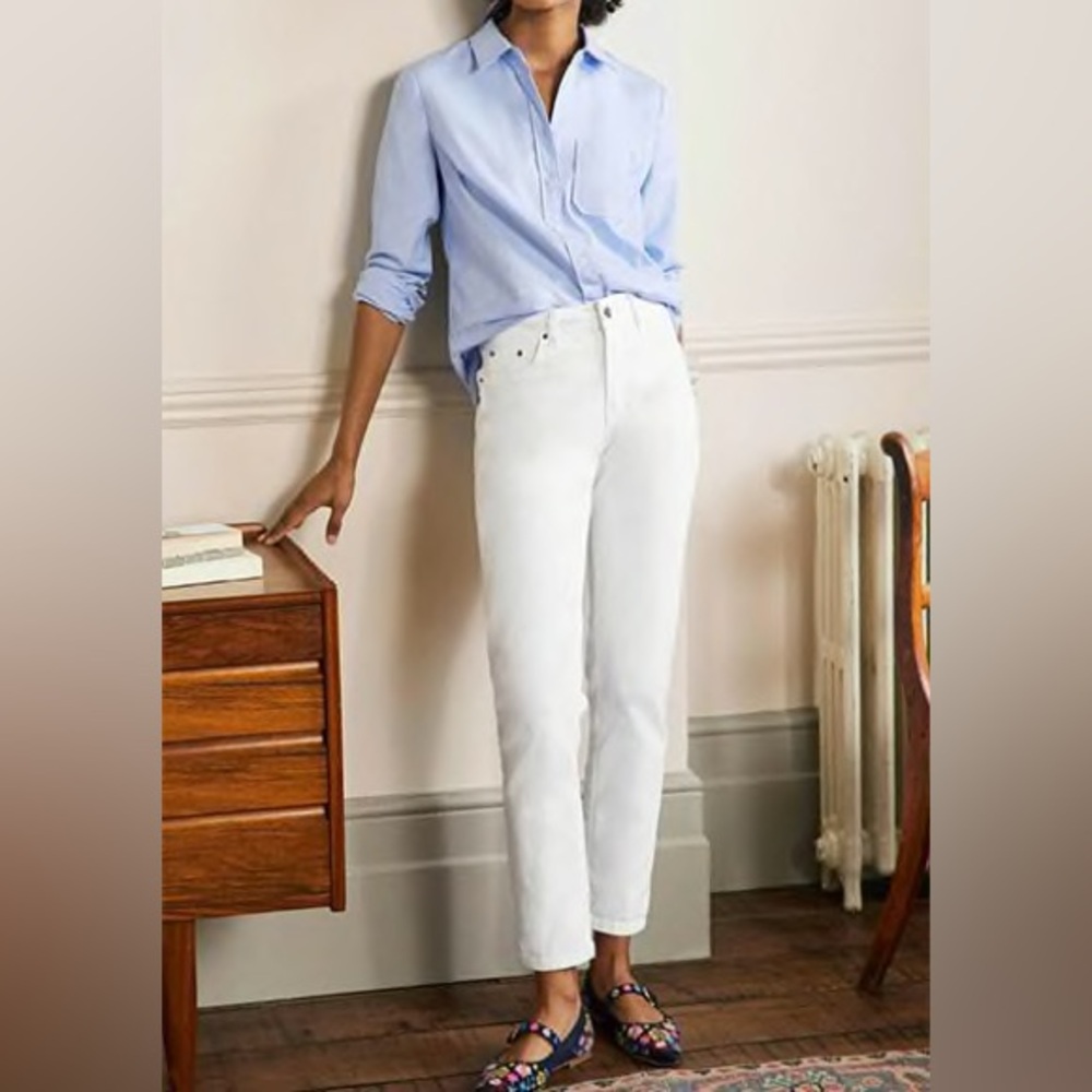 Boden White Slim Straight Jeans